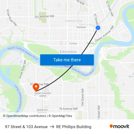 97 Street & 103 Avenue to RE Phillips Building map
