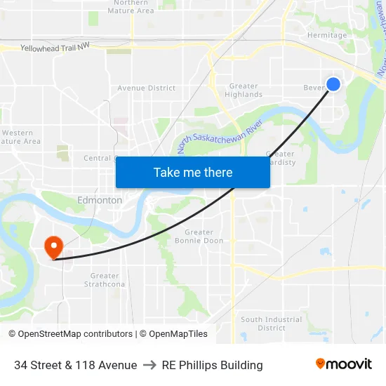 34 Street & 118 Avenue to RE Phillips Building map
