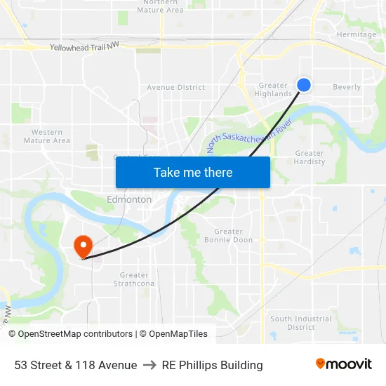 53 Street & 118 Avenue to RE Phillips Building map