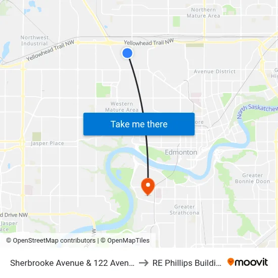 Sherbrooke Avenue & 122 Avenue to RE Phillips Building map
