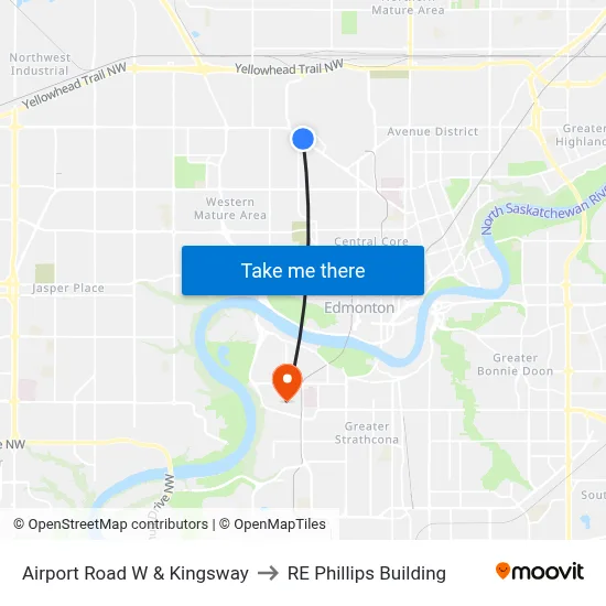 Airport Road W & Kingsway to RE Phillips Building map