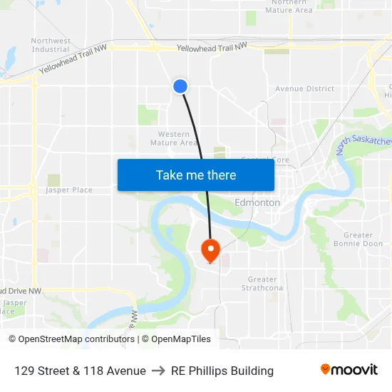 129 Street & 118 Avenue to RE Phillips Building map