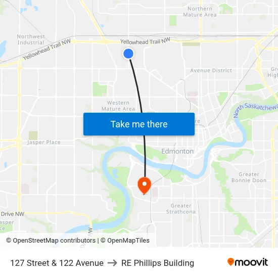 127 Street & 122 Avenue to RE Phillips Building map