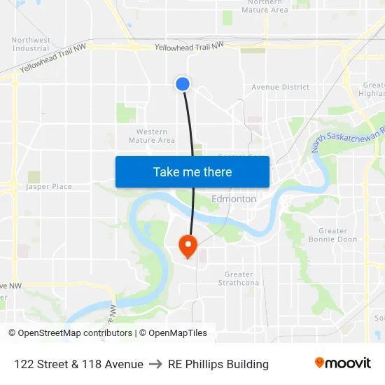 122 Street & 118 Avenue to RE Phillips Building map