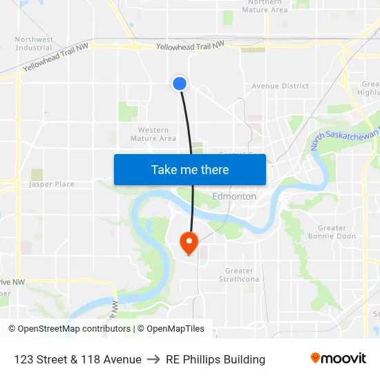 123 Street & 118 Avenue to RE Phillips Building map