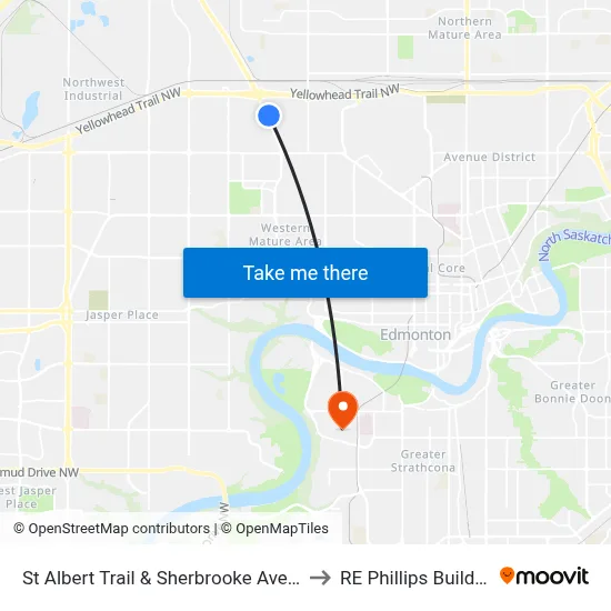 St Albert Trail & Sherbrooke Avenue to RE Phillips Building map