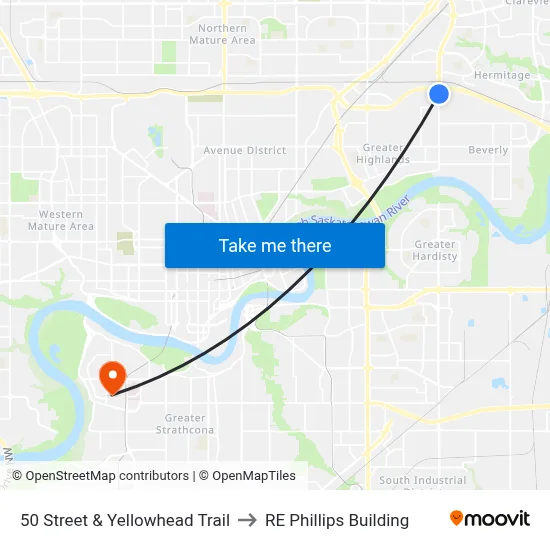 50 Street & Yellowhead Trail to RE Phillips Building map