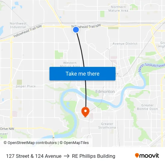 127 Street & 124 Avenue to RE Phillips Building map