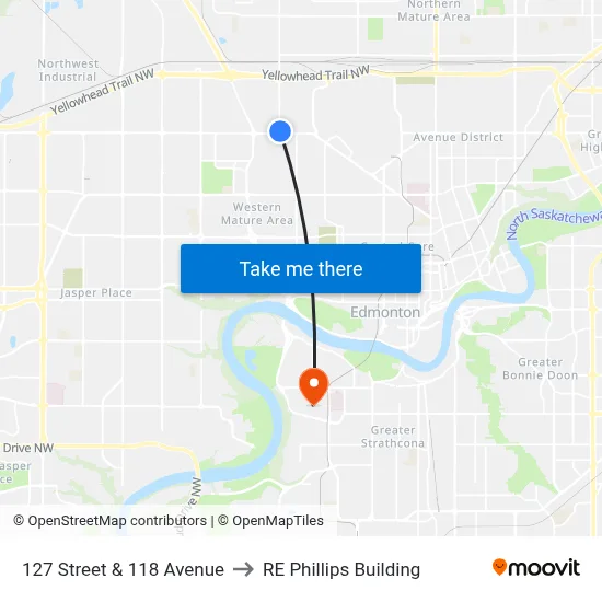 127 Street & 118 Avenue to RE Phillips Building map