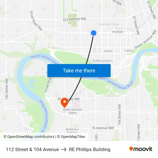 112 Street & 104 Avenue to RE Phillips Building map