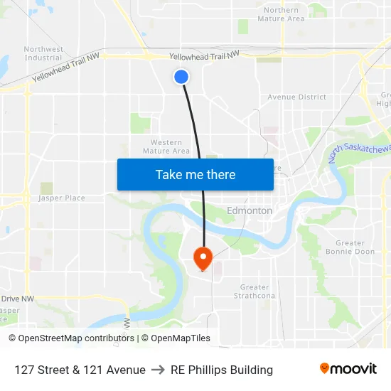 127 Street & 121 Avenue to RE Phillips Building map