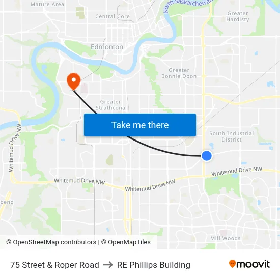 75 Street & Roper Road to RE Phillips Building map