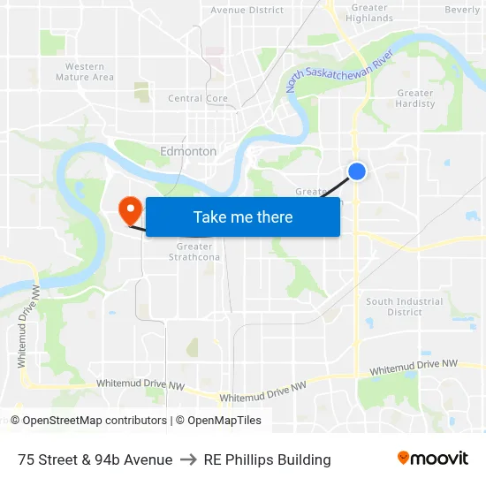 75 Street & 94b Avenue to RE Phillips Building map