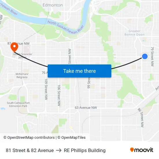 81 Street & 82 Avenue to RE Phillips Building map