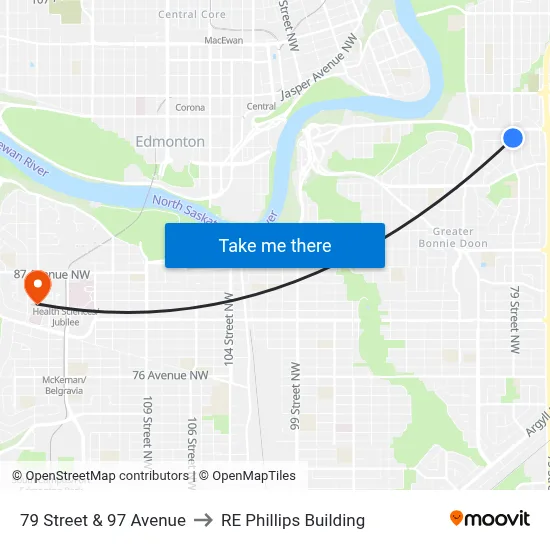 79 Street & 97 Avenue to RE Phillips Building map