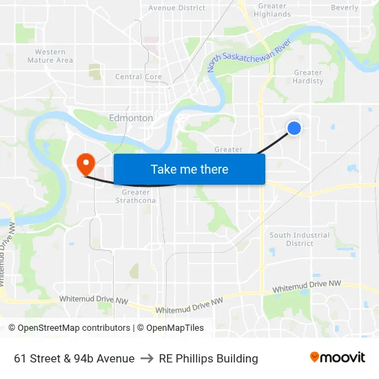 61 Street & 94b Avenue to RE Phillips Building map