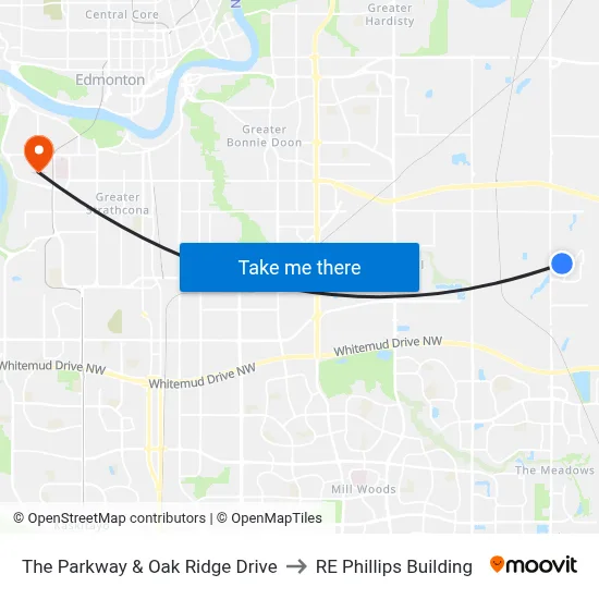 The Parkway & Oak Ridge Drive to RE Phillips Building map