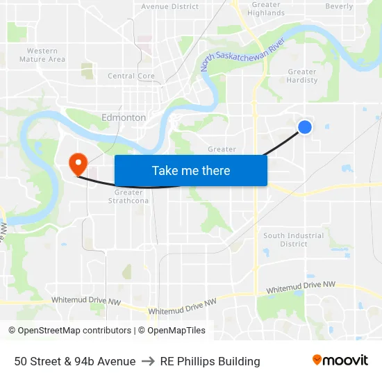 50 Street & 94b Avenue to RE Phillips Building map
