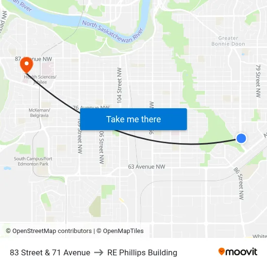 83 Street & 71 Avenue to RE Phillips Building map