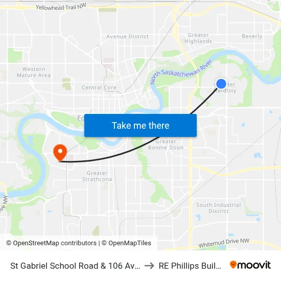 St Gabriel School Road & 106 Avenue to RE Phillips Building map