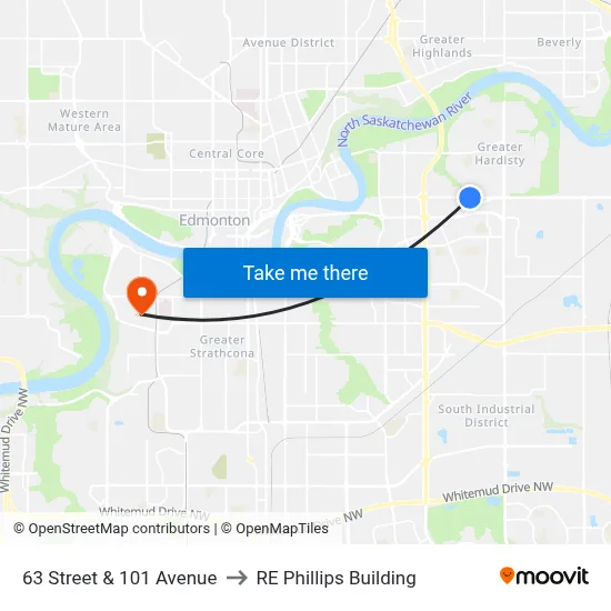 63 Street & 101 Avenue to RE Phillips Building map
