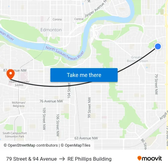 79 Street & 94 Avenue to RE Phillips Building map