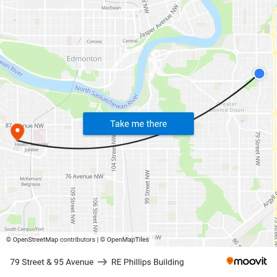 79 Street & 95 Avenue to RE Phillips Building map