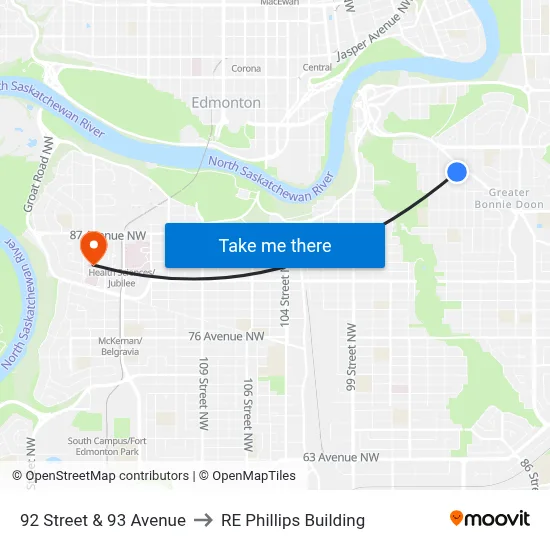 92 Street & 93 Avenue to RE Phillips Building map