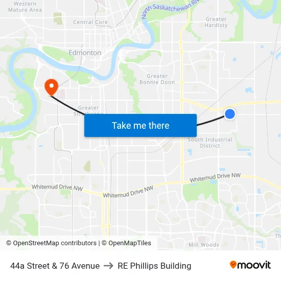 44a Street & 76 Avenue to RE Phillips Building map