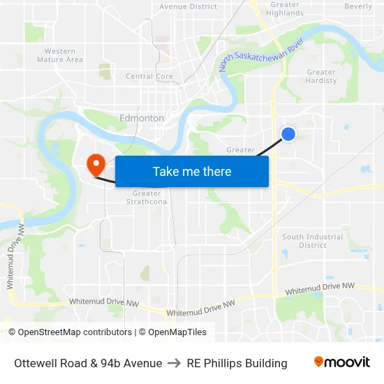 Ottewell Road & 94b Avenue to RE Phillips Building map