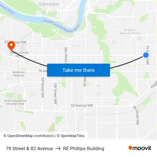 79 Street & 82 Avenue to RE Phillips Building map