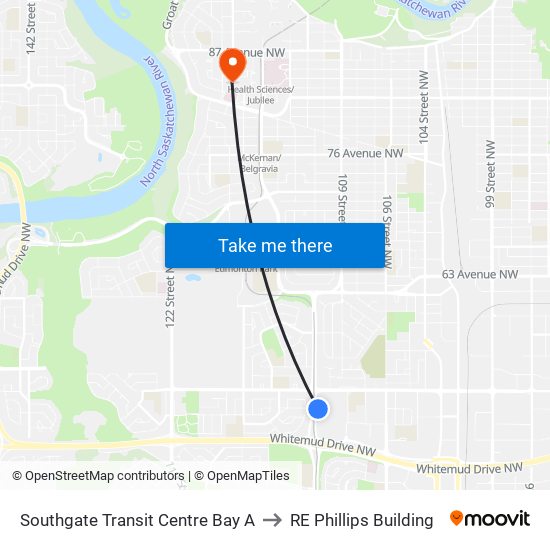 Southgate Transit Centre Bay A to RE Phillips Building map