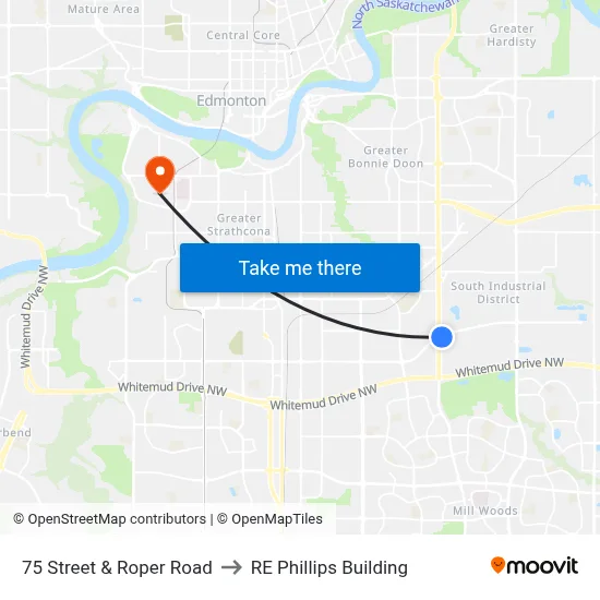 75 Street & Roper Road to RE Phillips Building map