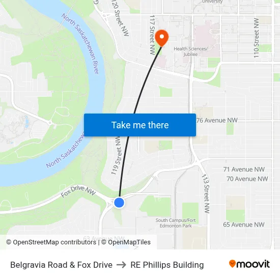 Belgravia Road & Fox Drive to RE Phillips Building map