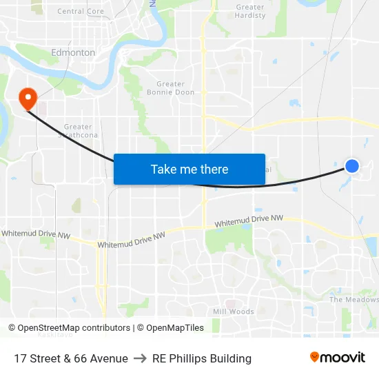 17 Street & 66 Avenue to RE Phillips Building map