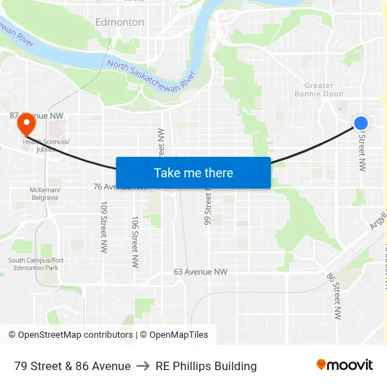 79 Street & 86 Avenue to RE Phillips Building map