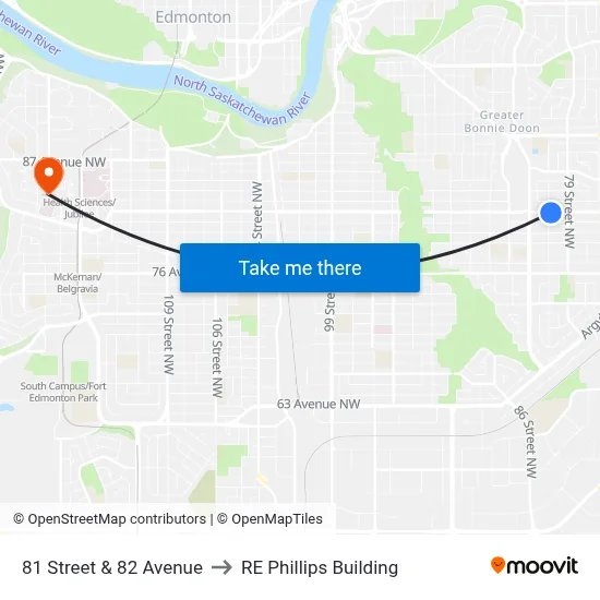 81 Street & 82 Avenue to RE Phillips Building map