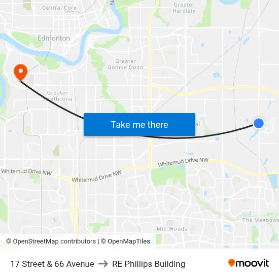 17 Street & 66 Avenue to RE Phillips Building map
