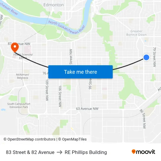 83 Street & 82 Avenue to RE Phillips Building map