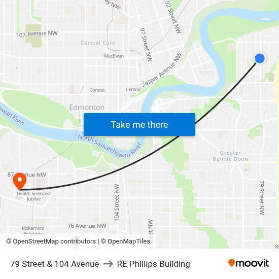 79 Street & 104 Avenue to RE Phillips Building map