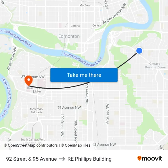 92 Street & 95 Avenue to RE Phillips Building map