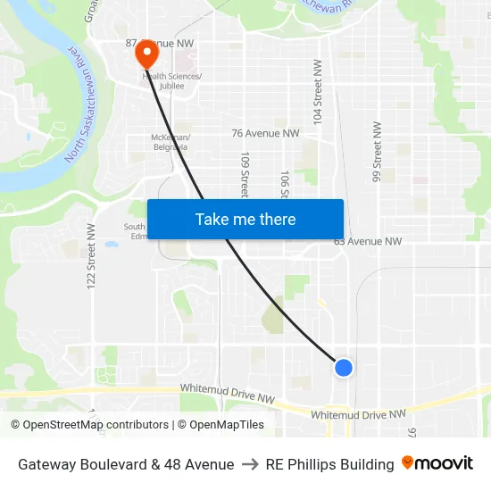 Gateway Boulevard & 48 Avenue to RE Phillips Building map