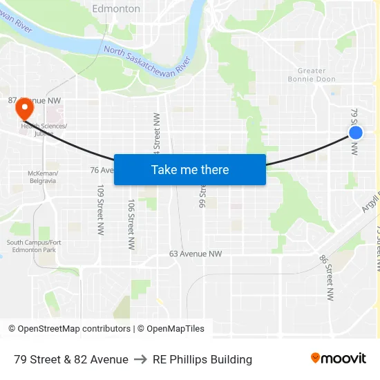79 Street & 82 Avenue to RE Phillips Building map