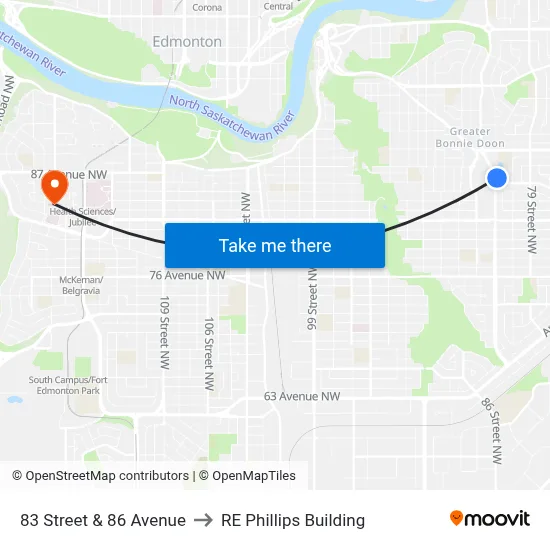 83 Street & 86 Avenue to RE Phillips Building map