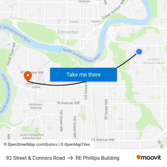 92 Street & Connors Road to RE Phillips Building map