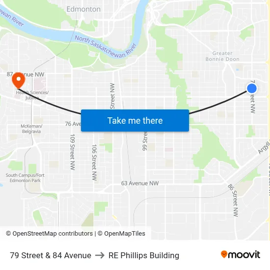 79 Street & 84 Avenue to RE Phillips Building map