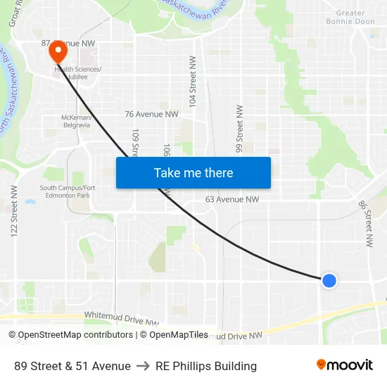 89 Street & 51 Avenue to RE Phillips Building map