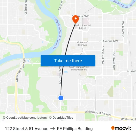 122 Street & 51 Avenue to RE Phillips Building map