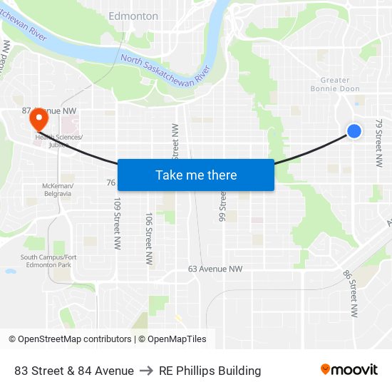 83 Street & 84 Avenue to RE Phillips Building map