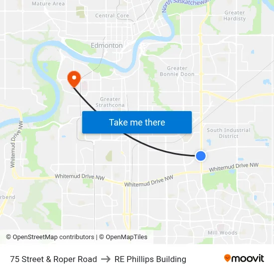 75 Street & Roper Road to RE Phillips Building map